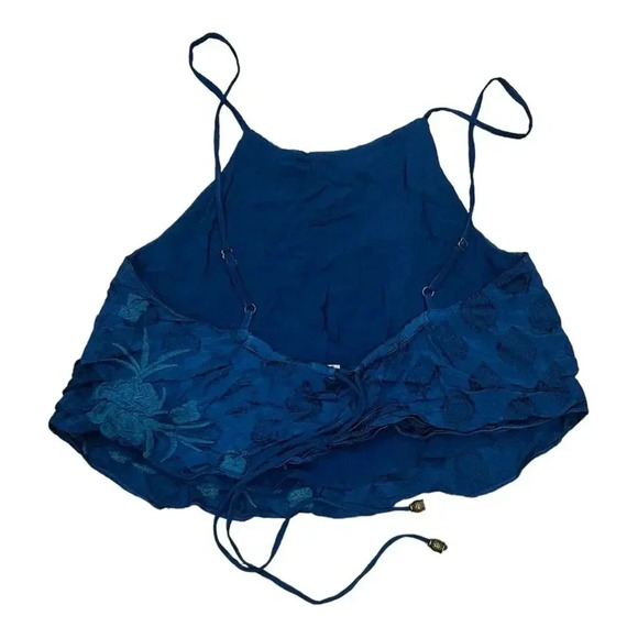 Ecote Teal Scalloped Lily Floral Embroidered Cami S - Picture 4 of 7